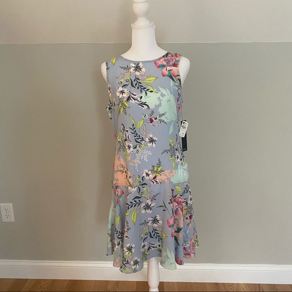 NWT Nicole Miller Light Blue Floral Sunny Day Dress size 6